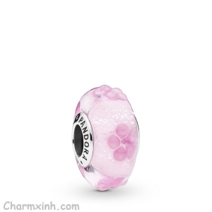 Charm glass Pink Flower Glass Murano Charm GL107